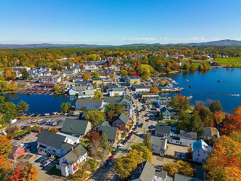 Main Street, Wolfeboro, New Hampshire, and Lake Winnipesaukee.