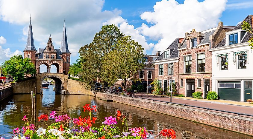 The famous Waterpoort gate in Sneek, Friesland, Netherlands