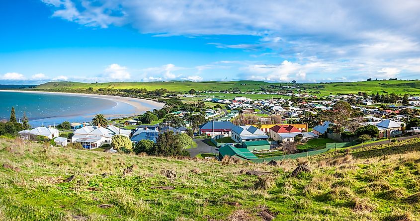 Elevated view from 'The Nut' - a volcanic plug in Stanley, Tasmania, Australia.
