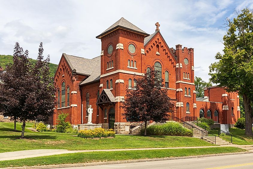 The St. Elizabeth of Hungary Roman Catholic Church on Main Street in Smethport, Pennsylvania, USA.