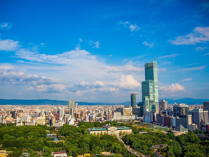 The skyline of Osaka with the Abeno Harukas building