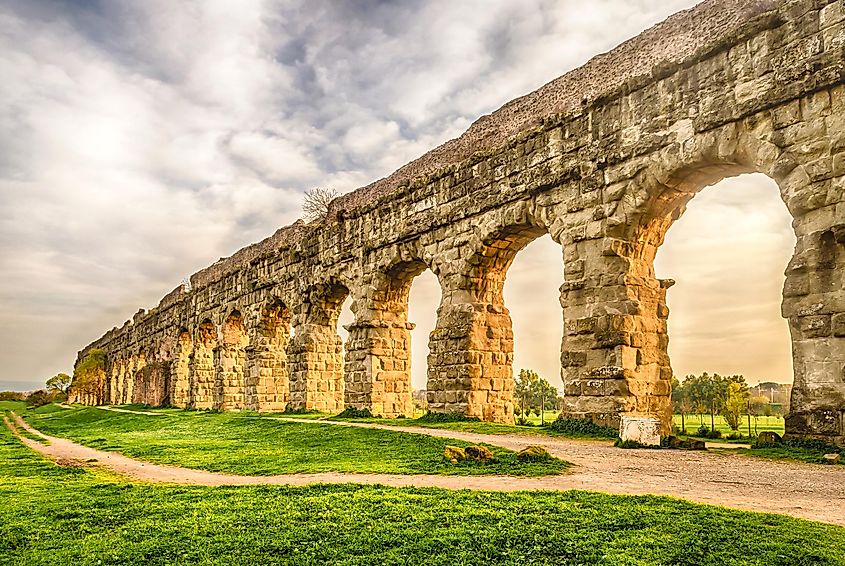 The Roman Aqueduct in Italy.