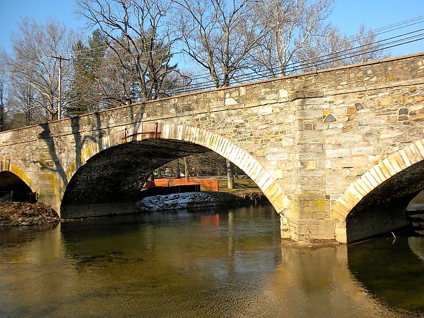 Cope's Bridge over the East Branch Brandywine Creek on Strasburg Road, Chester County, Pennsylvania.