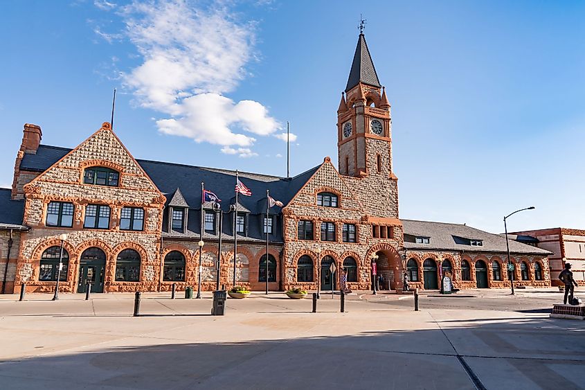 Exterior of the Union Pacific Railroad Depot in Cheyenne, Wyoming