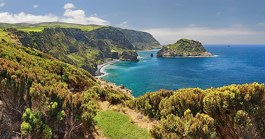 A volcanic crater lake in the Azores, Portugal.