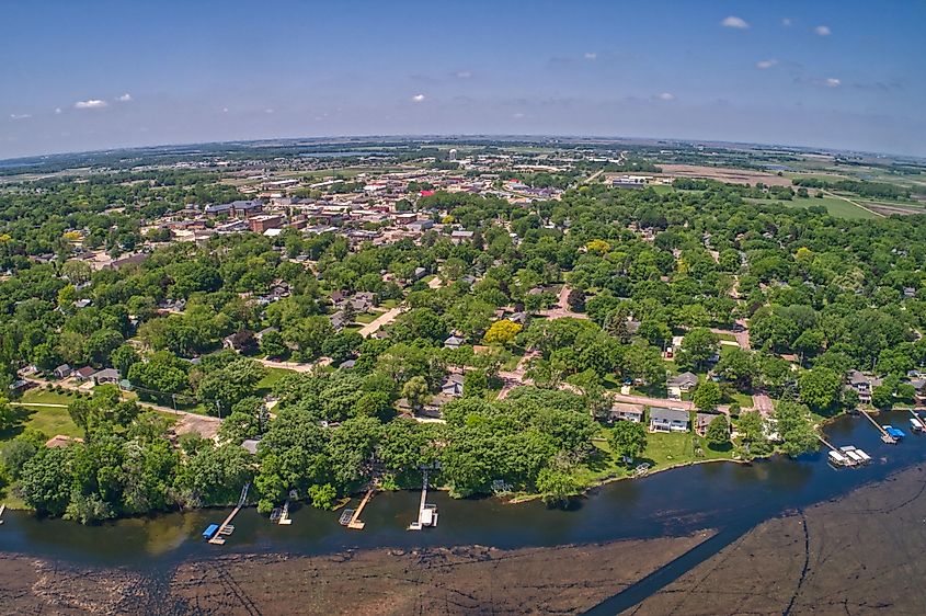 Aerial view of Spirit Lake, Iowa.