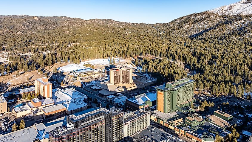 Daytime winter aerial image over Stateline, NV. 