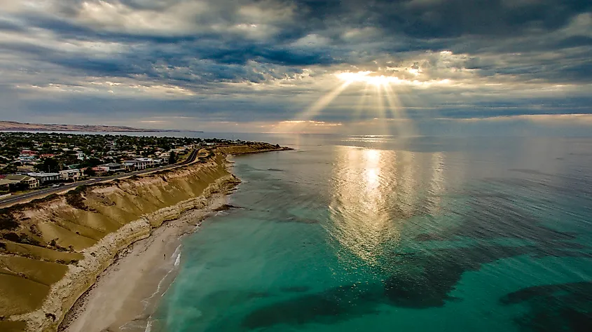Port Willunga beaches overlooking the cliffs and shore. 