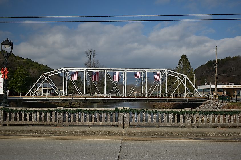 Grand St. Bridge over Toccoa River in McCaysville, Georgia. 