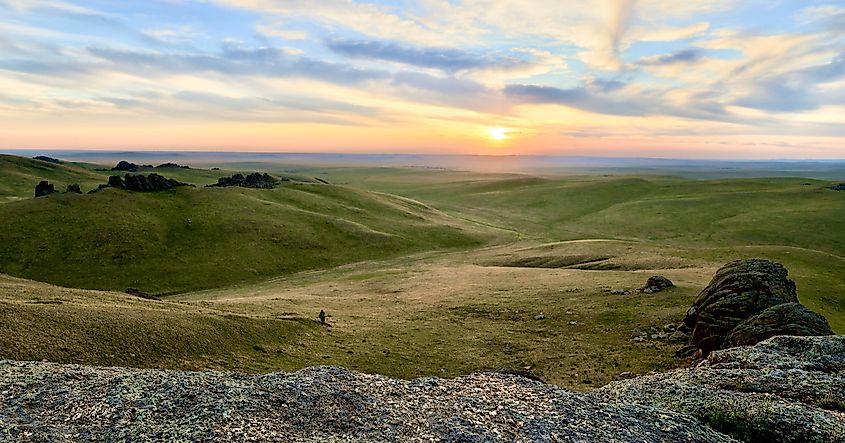 Landscape view of the Russian Steppe in Russia.