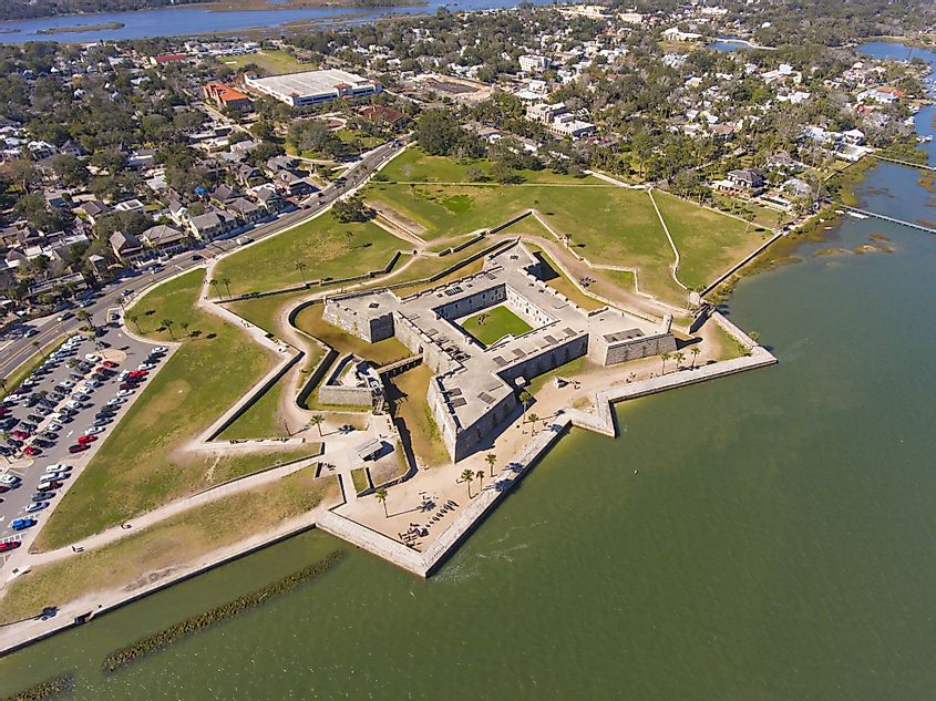 Aerial view of Castillo de San Marcos in Saint Augustine, Florida