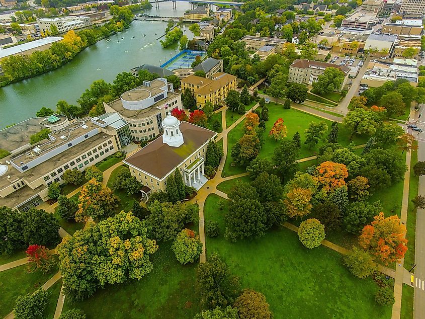 Aerial view of Lawrence University in Appleton, Wisconsin