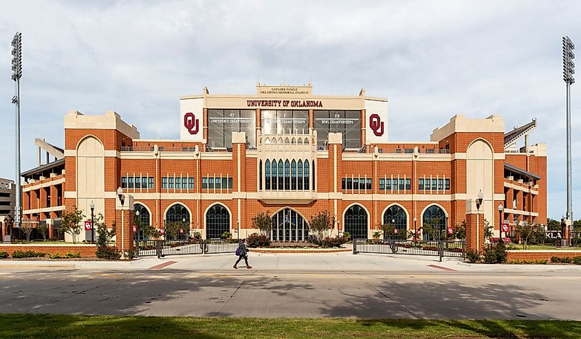 University of Oklahoma Gaylord Family Oklahoma Memorial Stadium south entrance.