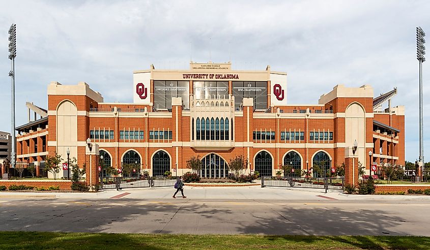 University of Oklahoma Gaylord Family Oklahoma Memorial Stadium south entrance.