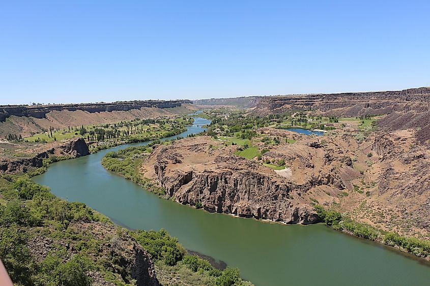 Snake River Canyon in Jerome County, Idaho, USA, showcasing the natural landscape.