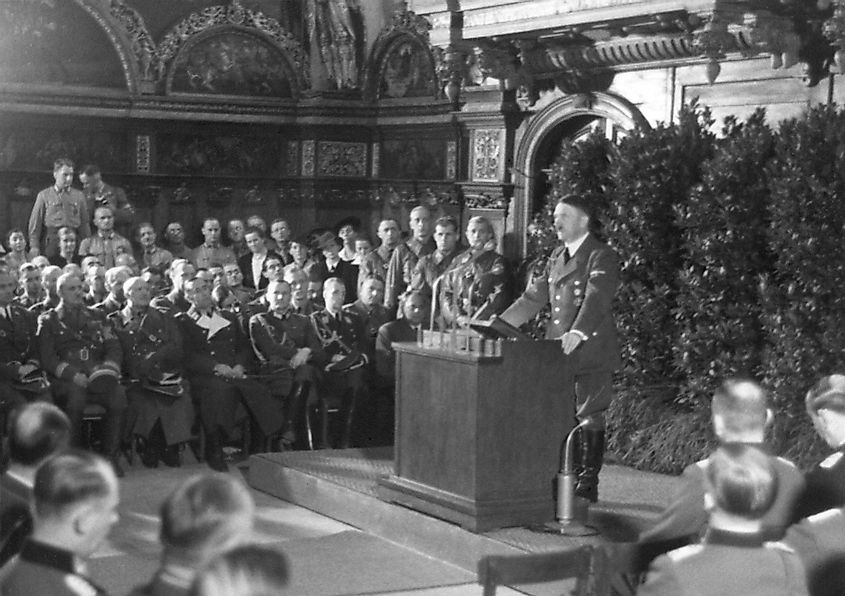 Hitler speaking in Danzig after the German invasion of Poland. 