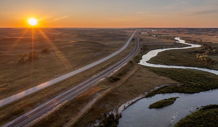 Aerial view of Middle Loup River near Halsey