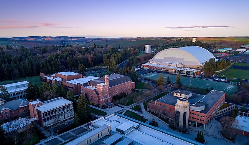 Aerial view of part of University of Idaho in Moscow, Idaho