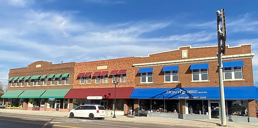 Street view in the town of Columbus, Nebraska.