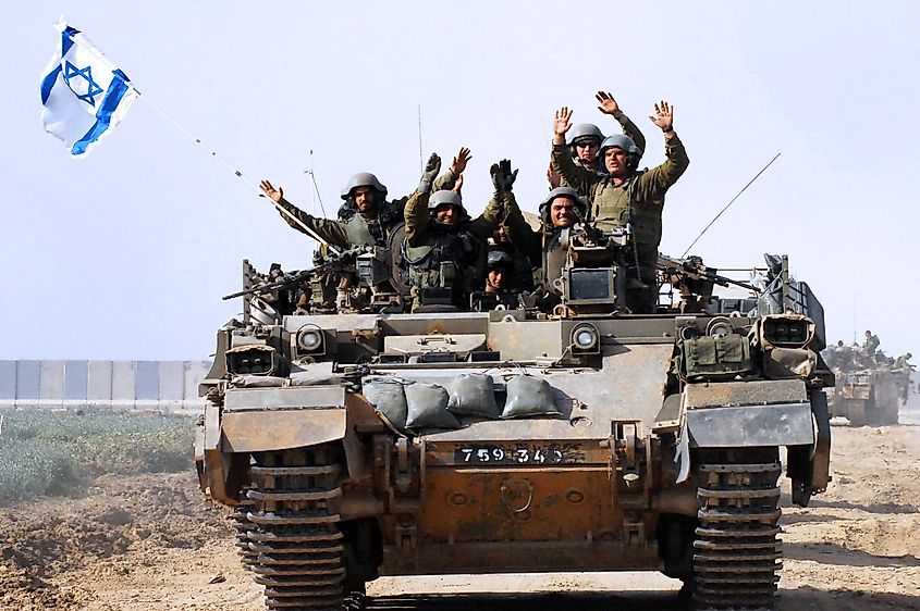 The first Israeli troops leaving Gaza Strip after Cast Lead operation. It was a three-week armed conflict in the Gaza Strip 