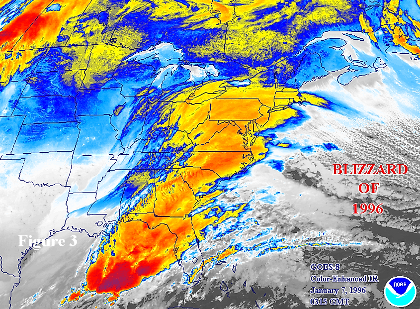  Satellite image of the 1996 North American Blizzard on January 7