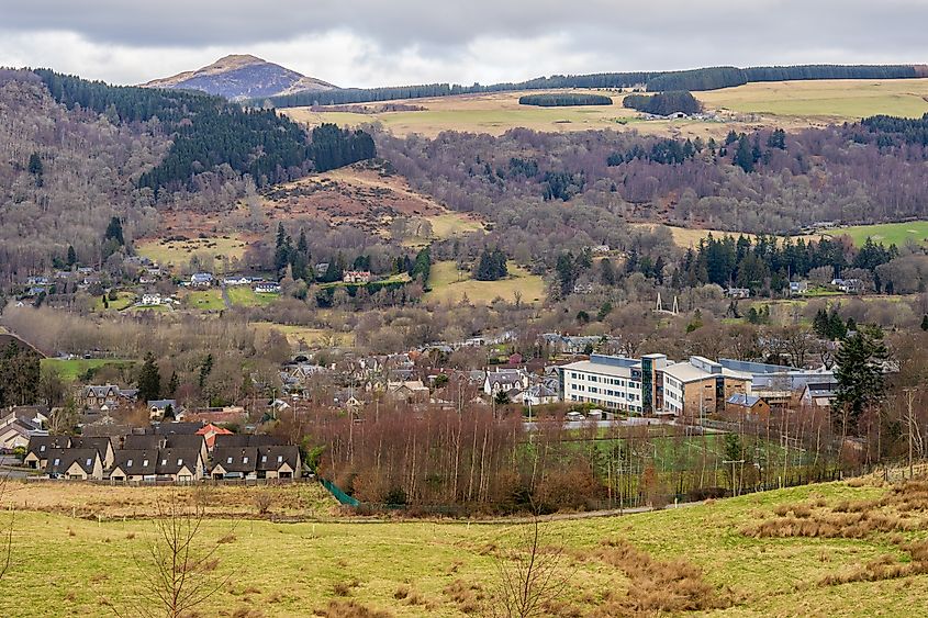 Scenic countryside surrounding Aberfeldy, Scotland.
