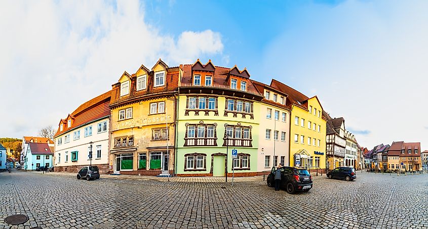 The historical marketplace in Bad Frankenhausen, Germany