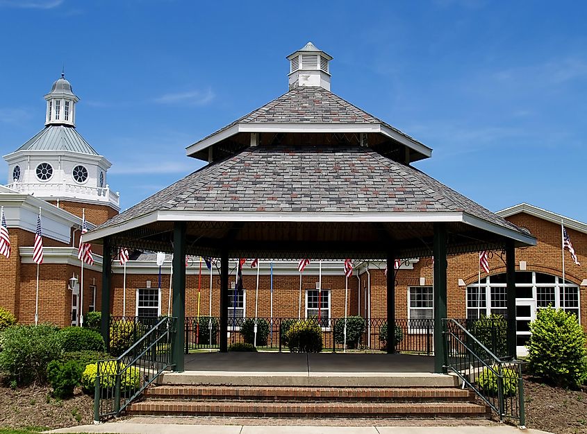 A public gazebo at the Flag Memorial Site in Eastlake, Ohio