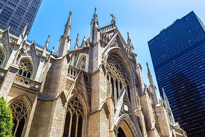 St. Patrick's Cathedral in New York City, USA in a sunny day.