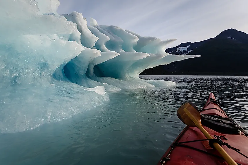 Glaciers and icy fjords in Kenai Fjords National Park, Alaska.