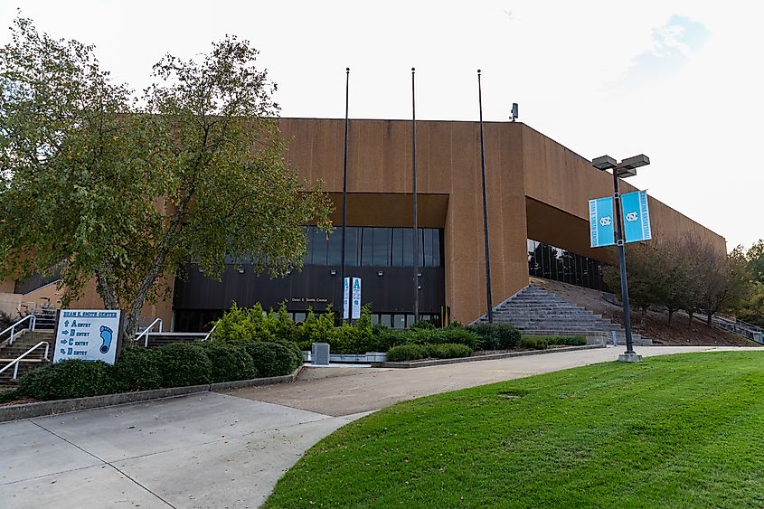 Dean E. Smith Center on the campus of the University of North Carolina.
