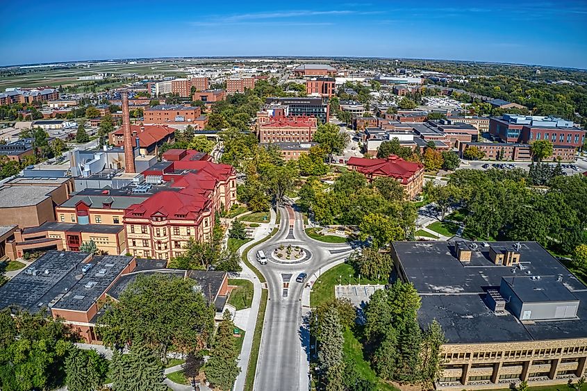 Aerial view of Fargo, North Dakota.