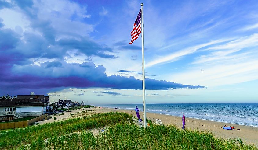 American flag over Bay Head Beach, New Jersey
