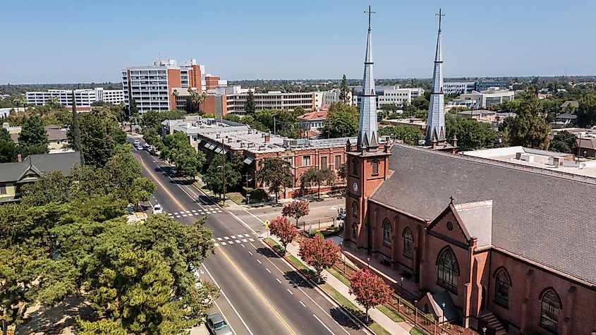 Aerial view of downtown Fresno, California