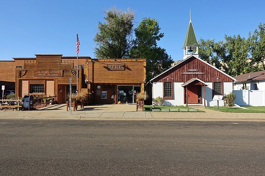 View of the main street in the historic town of Medora, North Dakota, United States.