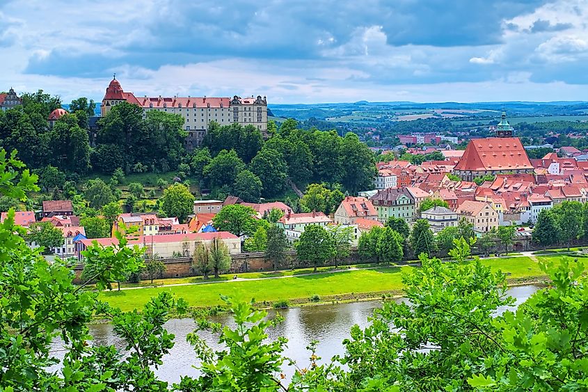 View over the River Elbe to the town Pirna, Germany.
