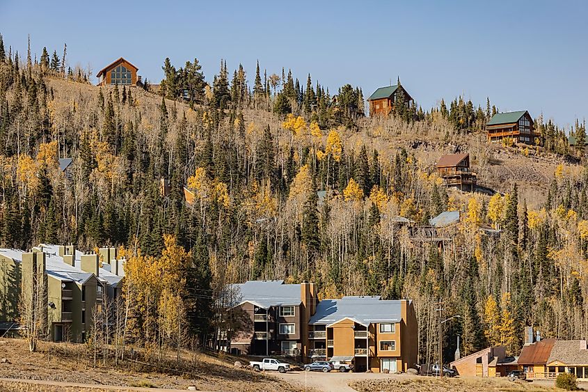 Sunny view of beautiful fall color around Brian Head area at Utah