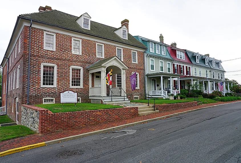 Historic colonial buildings in the port town of Chestertown, Maryland