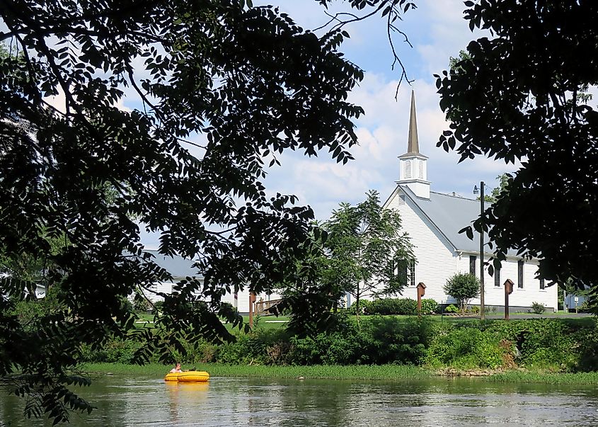 St. Francis of Assisi church on the Little River in Townsend, Tennessee