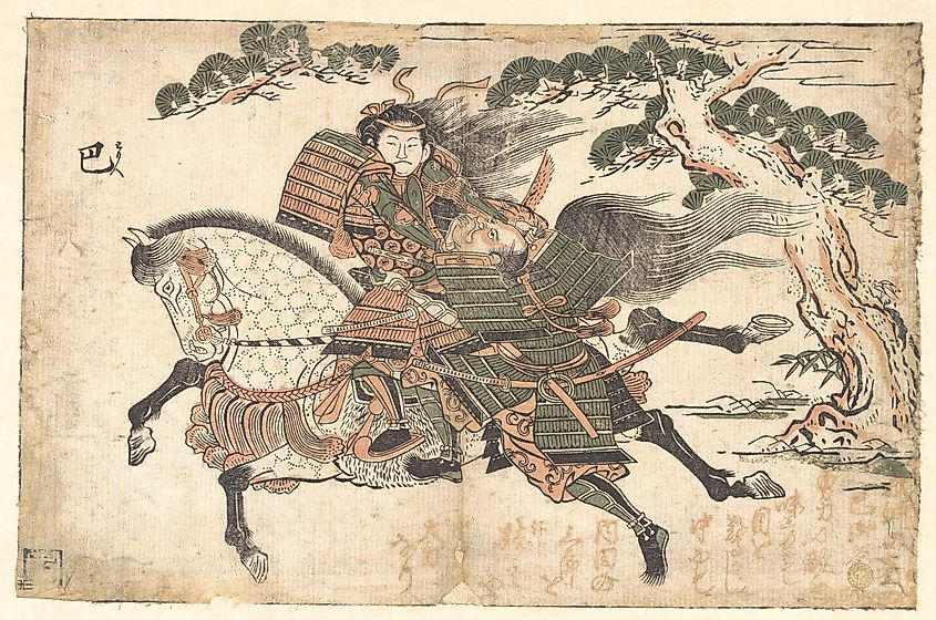 Tomoe Gozen Killing Uchida Ieyoshi at Battle of Awazu no Hara (1184)