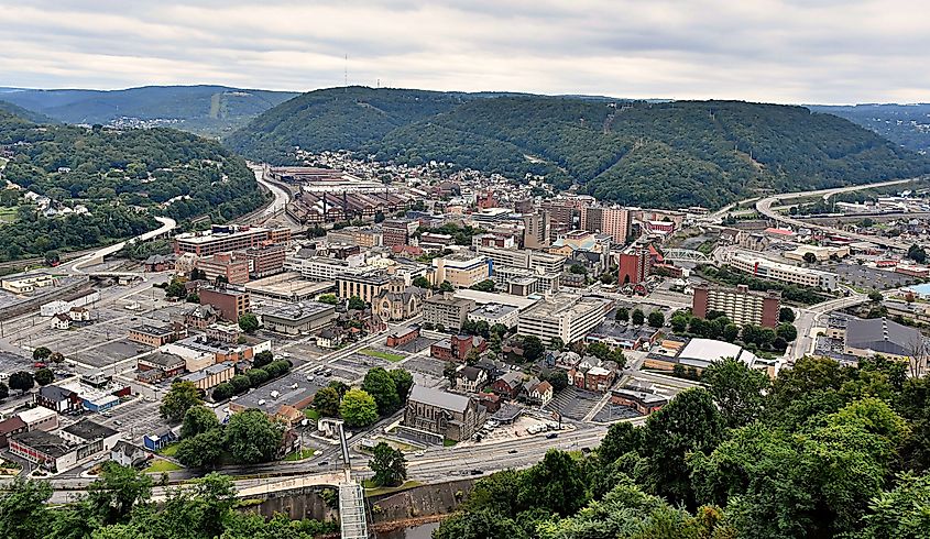 Aerial view of Johnstown, Pennsylvania.