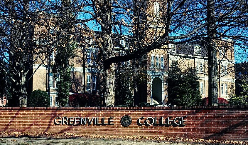 Greenville College sign, Illinois