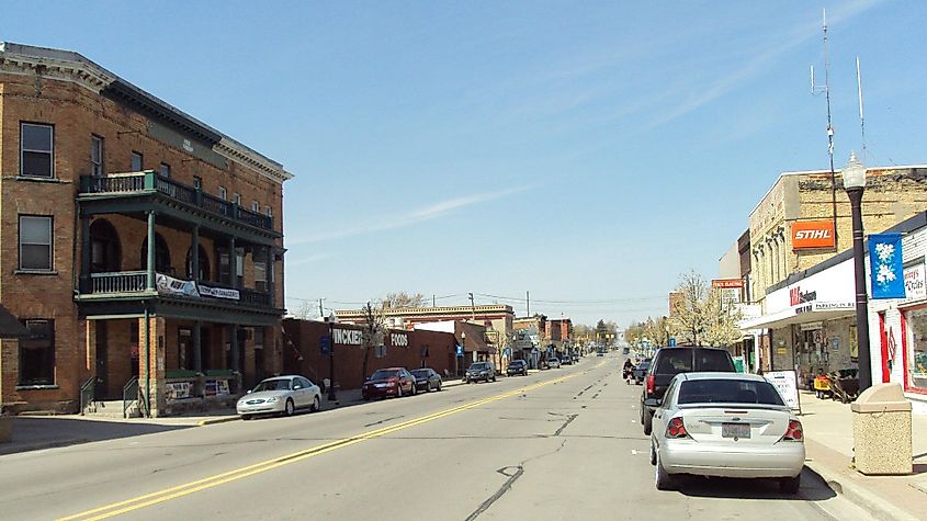 Buildings along the main street in Yale, Michigan.
