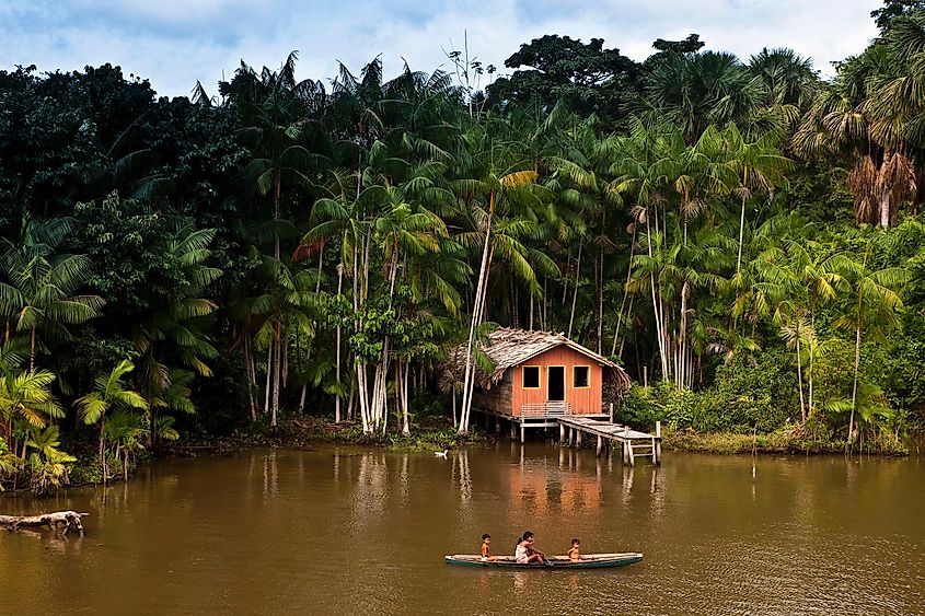 A local community village in the Marajo Island, Amazon.