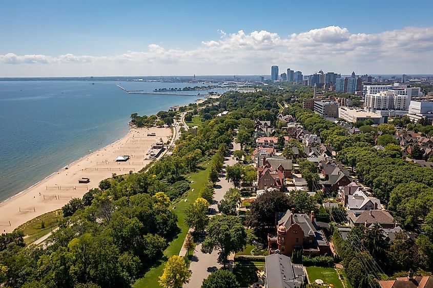 Aerial view of the homes along North Wahl Avenue in Milwaukee Wisconsin