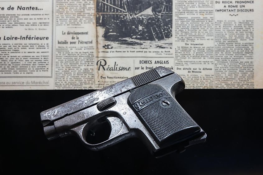 A WWII-era French Peugeot 25 ACP caliber pistol. Image by adolf martinez soler via Shutterstock.com