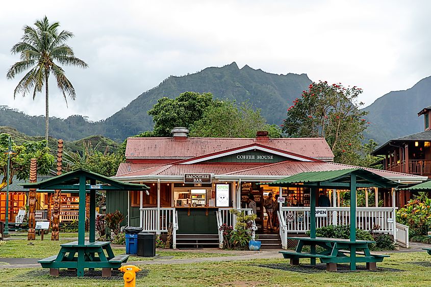 A coffeehouse near the beach in Hanelai, Hawaii.