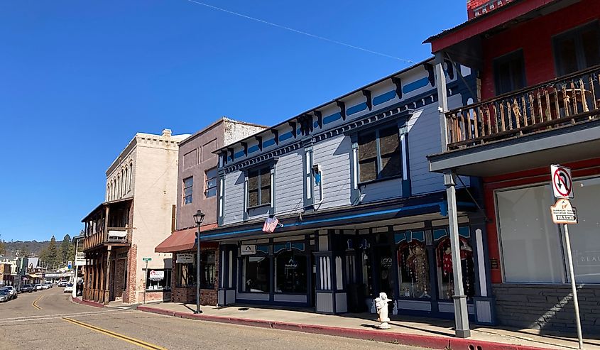 View of Main Street, Old Route 49, in the historic downtown Jackson