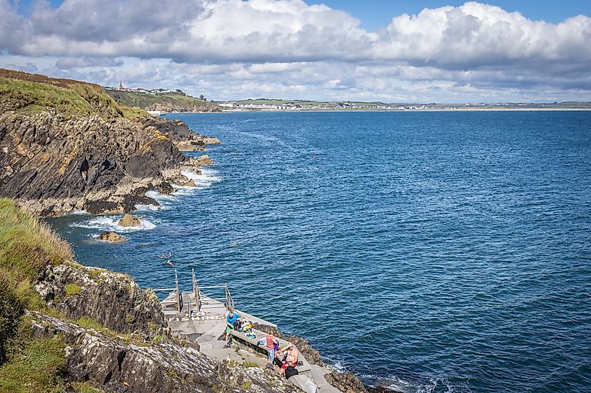 A seaside cliff in Tramore, Ireland.