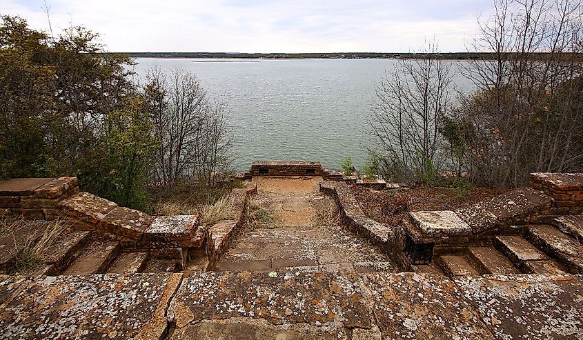 Grand Staircase looking out on Lake Brownwood, Texas